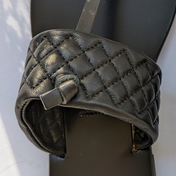 JOIE Batton Quilted Thong Flat Sandals in Black Leather Size 7.5 Brand New Boxed - Picture 9 of 9